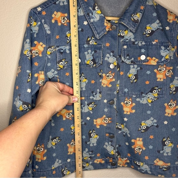 Girls Jean Jacket size XL(14) BLUEY Cartoon Print Denim Bingo Bluey School Coat - Picture 8 of 16